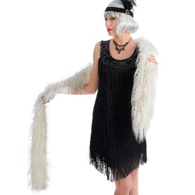 20er Jahre Federboa ohne echte Federn schwarz weiß Mottoparty Fasching keine tierischen Bestandteile Karneval Kostüm-Zubehör
