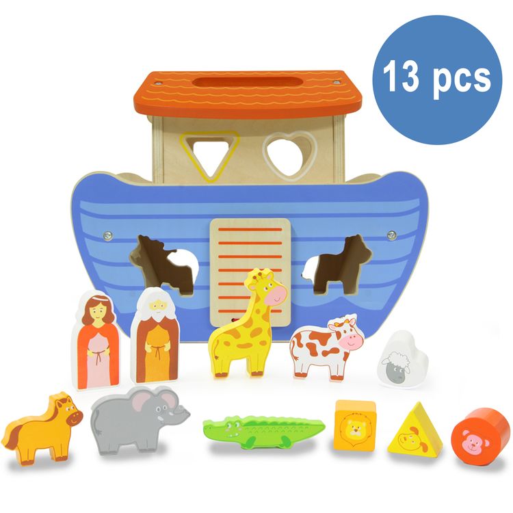 Holzspielzeug Steckspiel Arche Noah 13-tlg. Holzspielzeug Steckspiel Arche Noah 13-Teile unisex bunt Tiere Spielzeug Kleinkind Geschenk Geburtstag