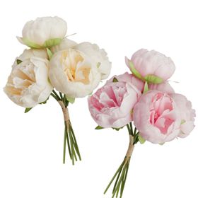 Kunstblumen 6 Pfingstrosen Vintage weiß oder pink Blumenstrauß 27,5 cm