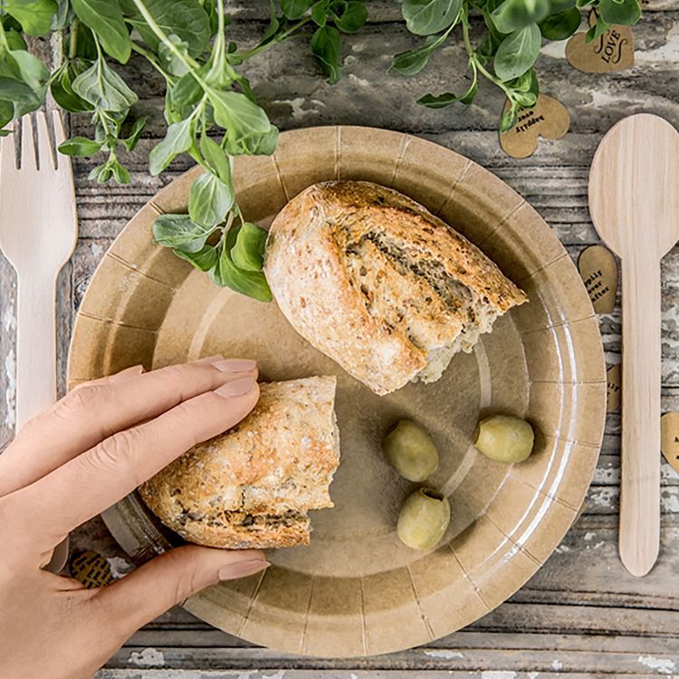 Umweltfreundliche Teller Kindergeburtstag braun ökologisch Pappe 6 Stück Party-Zubehör Deko Party-Geschirr
