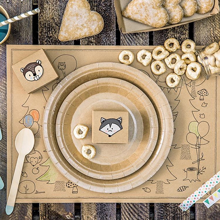 Umweltfreundliche Teller Kindergeburtstag braun ökologisch Pappe 6 Stück Party-Zubehör Deko Party-Geschirr