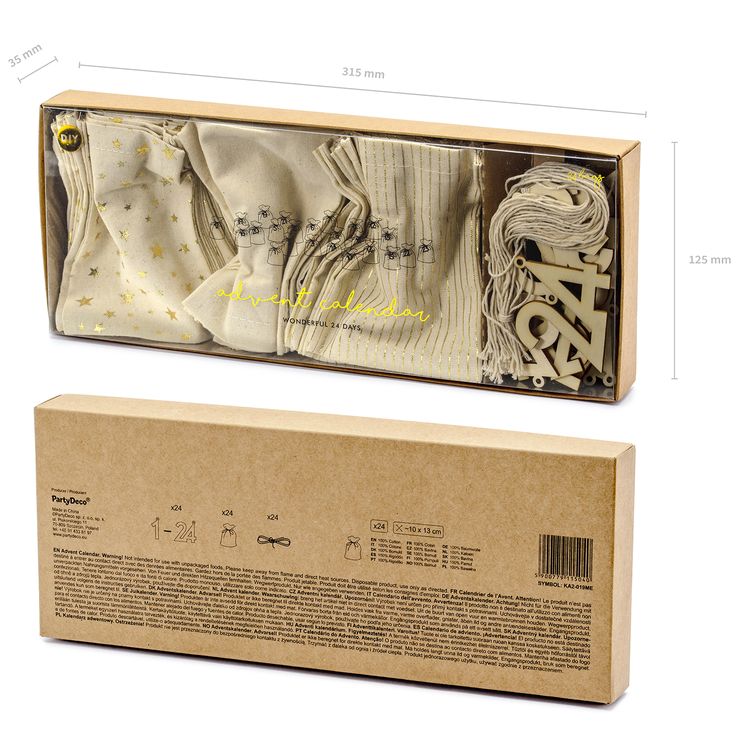 Adventskalender Säckchen zum Befüllen inkl. Zahlen & Kordel 72 Teile Weihnachten DIY Kalender Geschenkidee Adventszeit