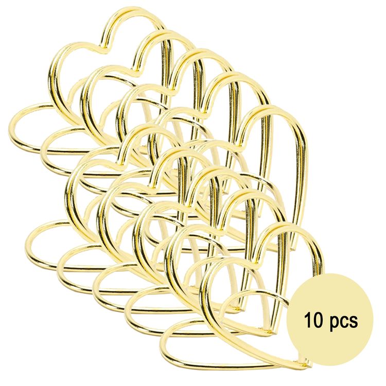 Tischkartenhalter Herzen Gold 10 Stück 2,5 cm für Hochzeit Geburtstag Fotohalter Tischdeko Taufe Jugendweihe Kommunion Tisch-Deko Dekoration Zubehör