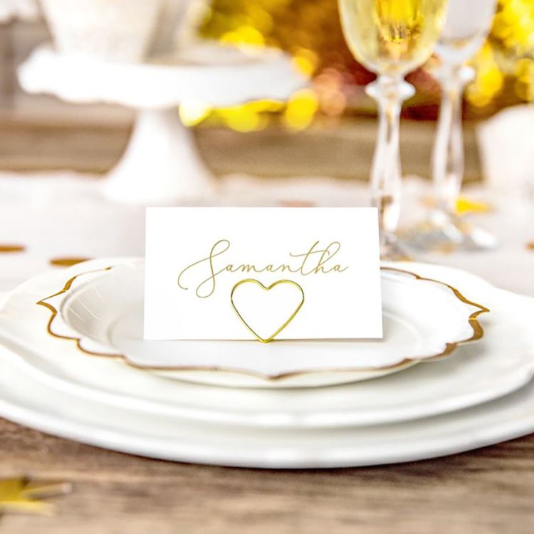 Tischkartenhalter Herzen Gold 10 Stück 2,5 cm für Hochzeit Geburtstag Fotohalter Tischdeko Taufe Jugendweihe Kommunion Tisch-Deko Dekoration Zubehör