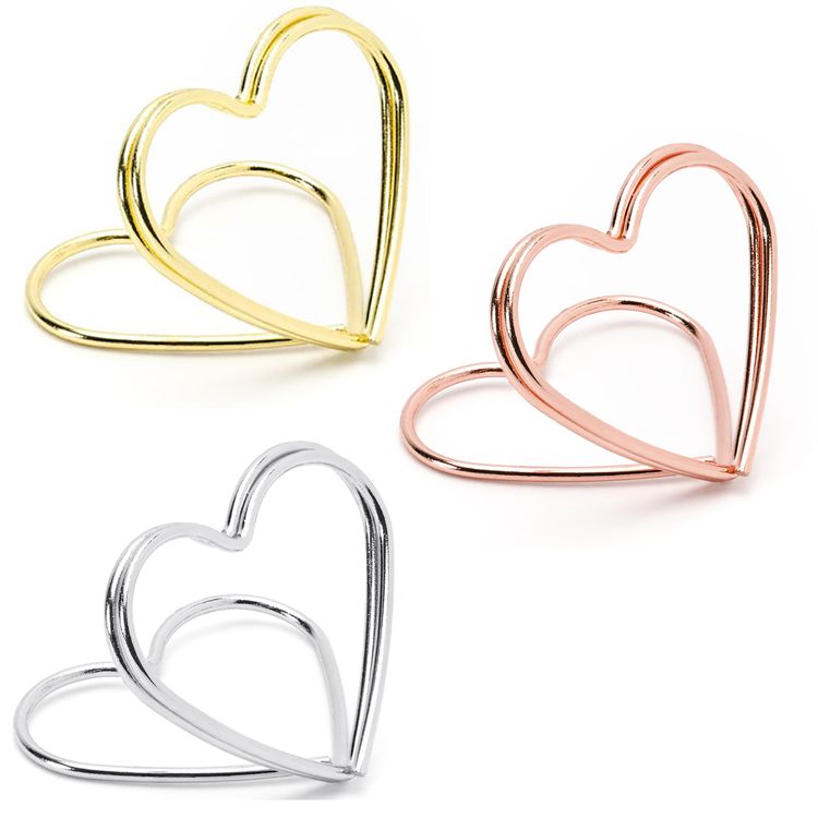 Tischkartenhalter Herzen Gold 10 Stück 2,5 cm für Hochzeit Geburtstag Fotohalter Tischdeko Taufe Jugendweihe Kommunion Tisch-Deko Dekoration Zubehör