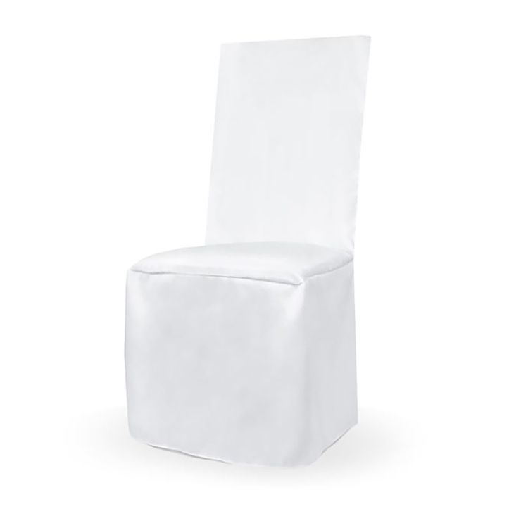 Stuhlhusse weiß matt universell ohne Falten Hochzeit Geburtstag Stuhlbezug für gerade Lehne Empfang 