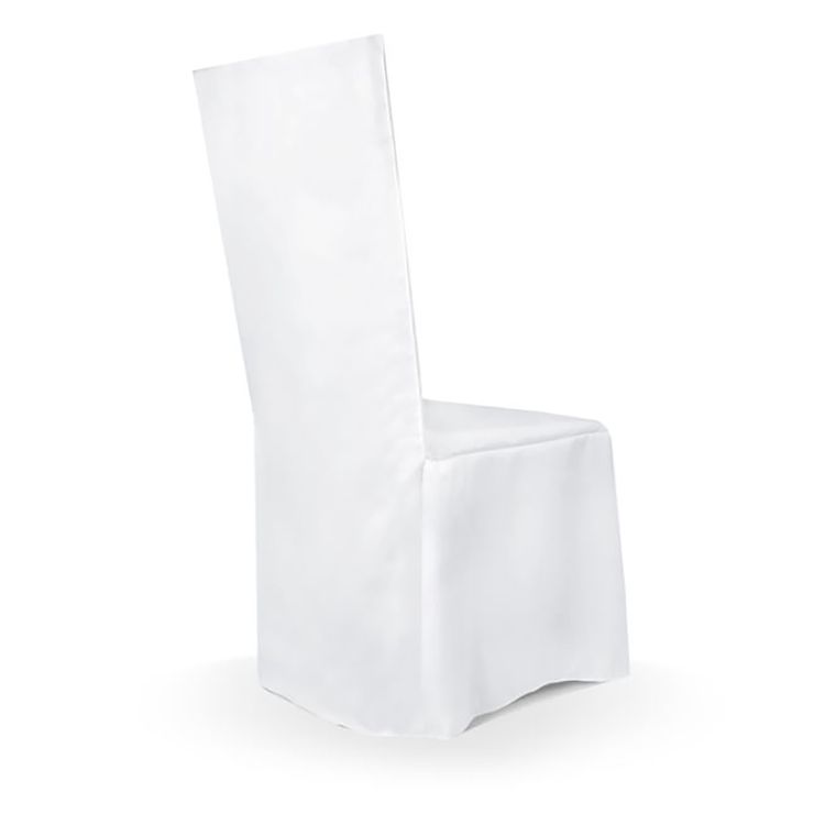 Stuhlhusse weiß matt universell ohne Falten Hochzeit Geburtstag Stuhlbezug für gerade Lehne Empfang 