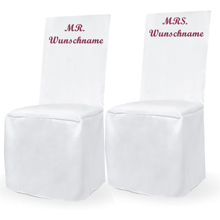Personalisierte Stuhlhusse weiß universell mit individuellem Druck Geburtstag Hochzeit Personalisierte Stuhlhusse weiß universell mit individuellem Druck Geburtstag Hochzeit Geschenkidee Mr. & Mrs. Geburtstagskind