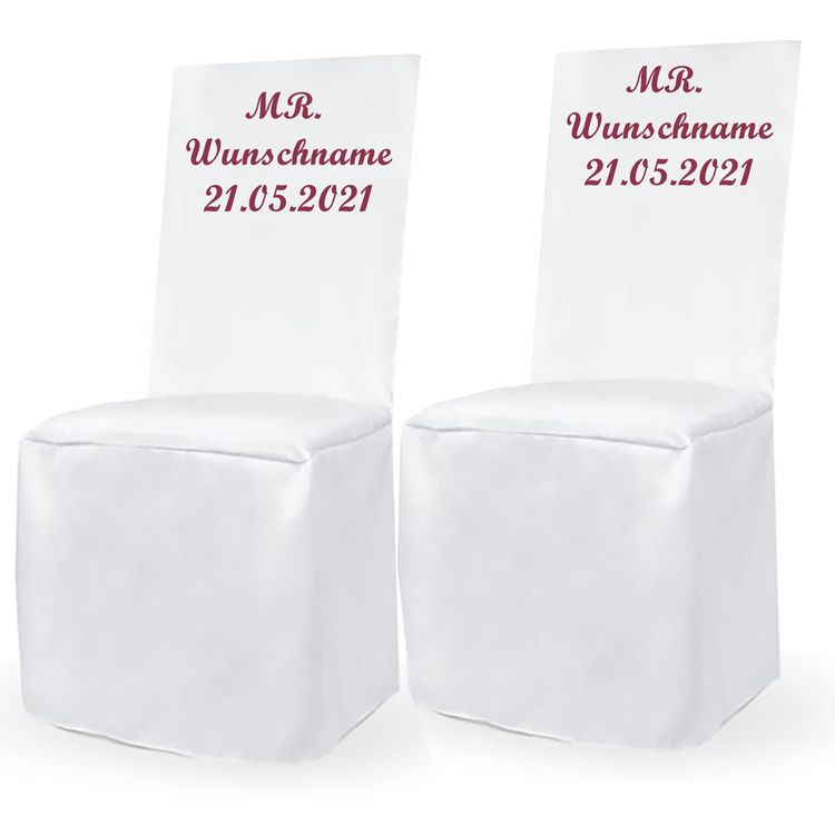Personalisierte Stuhlhusse weiß universell mit individuellem Druck Geburtstag Hochzeit Personalisierte Stuhlhusse weiß universell mit individuellem Druck Geburtstag Hochzeit Geschenkidee Mr. & Mrs. Geburtstagskind