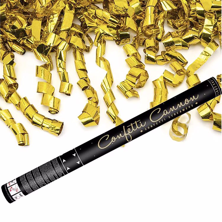 Shooter gold Luftschlangen gekringelt Konfettikanone 60 cm Deko Hochzeit Geburtstag Partyshooter Fasching Karneval Shooter gold Luftschlangen gekringelt Konfettikanone 60 cm Deko Hochzeit Geburtstag Partyshooter Fasching Karneval