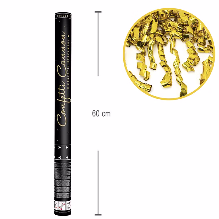 Shooter gold Luftschlangen gekringelt Konfettikanone 60 cm Deko Hochzeit Geburtstag Partyshooter Fasching Karneval Shooter gold Luftschlangen gekringelt Konfettikanone 60 cm Deko Hochzeit Geburtstag Partyshooter Fasching Karneval