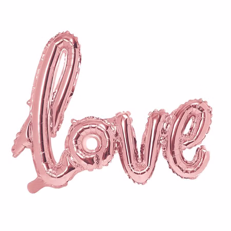 Love Folienballon Roségold 73 cm Metallic Schriftzug Deko Hochzeit Valentinstag Verlobung SALE Ballon Luftballon Party-Deko Roségoldfarbener Folienballon in Form des Schriftzuges „love“ mit glänzender Metallic-Oberfläche.