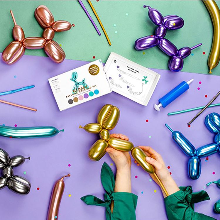 Modellierballons Kindergeburtstag metallic Ballons 31-tlg. Hochzeit Geburtstag Ballons bunt modellieren Hund Tiere Party-Zubehör Kinder