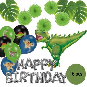 T-Rex Deko Luftballon Party-Set 16 Teile Dinosaurier Geburtstag Dekoration Dino Kindergeburtstag Party Happy Birthday Luftballons