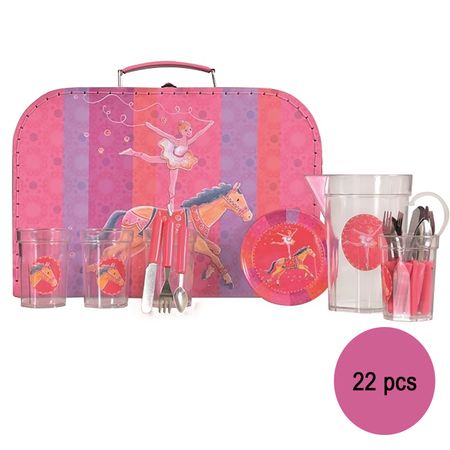 Kinder Küchengeschirr Teeservice Ballerina mit Pferd Kinderküche-Zubehör 22-tlg.