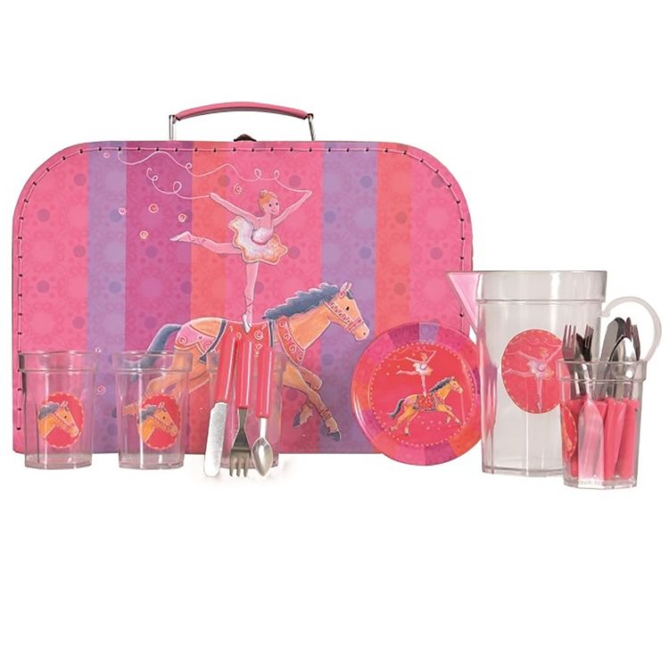 Kinder Küchengeschirr Teeservice Ballerina mit Pferd Kinderküche-Zubehör 22 Teile Spielzeug Rollenspiel Kindergeschirr Geschenk