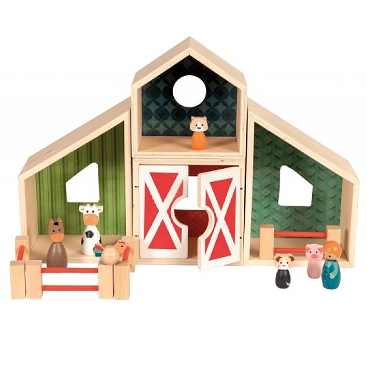 Spielzeug Holz Bauernhof mit Scheune Bauer und Tieren, 15-tlg. Spielzeug Holz Bauernhof mit Scheune Bauer und Tieren 15 Teile Holzspielzeug für Kinder Geschenk Geburtstag