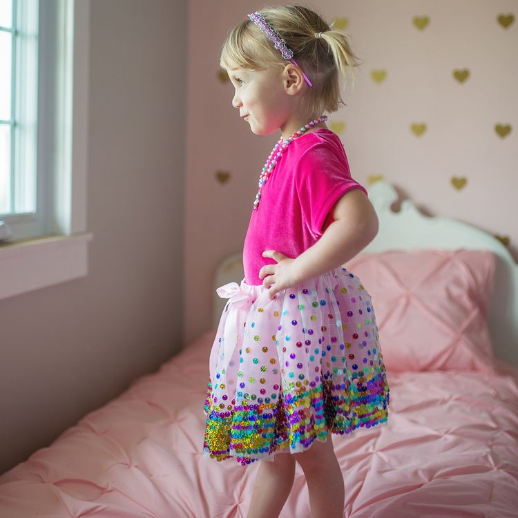 Geburtstagsrock rosa Einhorn mit Regenbogen Pailletten für Mädchen 4-6 Jahre Sommerrock Bekleidung Mädchen Geburtstagskind festlich