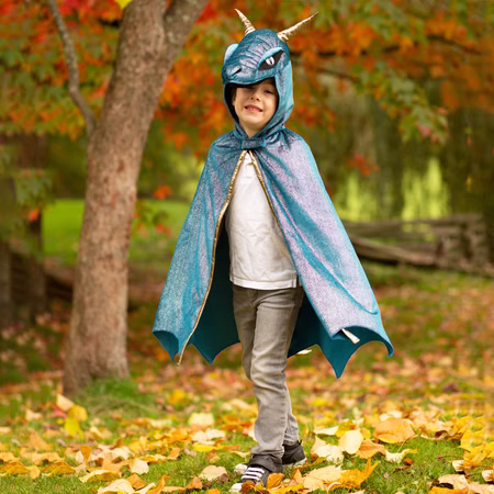 Drachen Kostüm für Kinder Sternennacht blau metallic 5-6 Jahre Drachenumhang Geburtstag Kinderfasching Karneval Drachen Kostüm für Kinder Sternennacht blau metallic 5-6 Jahre Drachenumhang Geburtstag Kinderfasching Karneval