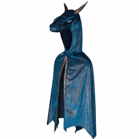 Drachen Kostüm für Kinder Sternennacht blau metallic 5-6 Jahre Drachenumhang Geburtstag Kinderfasching Karneval
