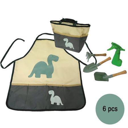Schürze für Kinder Dino-Motiv inkl. Gartenwerkzeug 6-tlg. Gärtner-Set