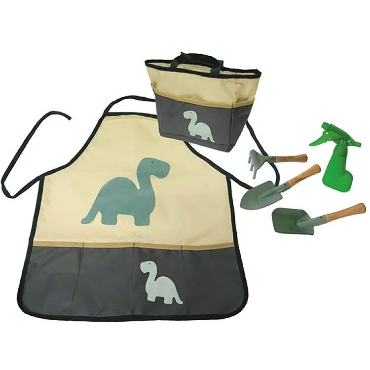 Schürze für Kinder Dino-Motiv inkl. Gartenwerkzeug 6-tlg. Gärtner-Set Schürze für Kinder inkl. Gartenwerkzeug 6-tlg. Gärtner-Set Hobbyschürze Garten-Schürze mit Dino-Motiv Dinosaurier Outdoor Spielzeug