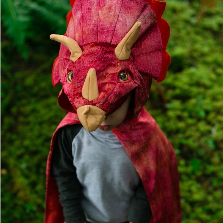 Triceratops Kostüm für Kinder Dino Saurier Umhang 4-6 Jahre rot Fasching Geburtstag Karneval Kinderfasching