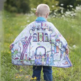 Ausmal Umhang Ritterburg für Kinder Mittelalter inkl. Stiften 4-7 Jahre Geburtstag Rollenspiel Fasching 