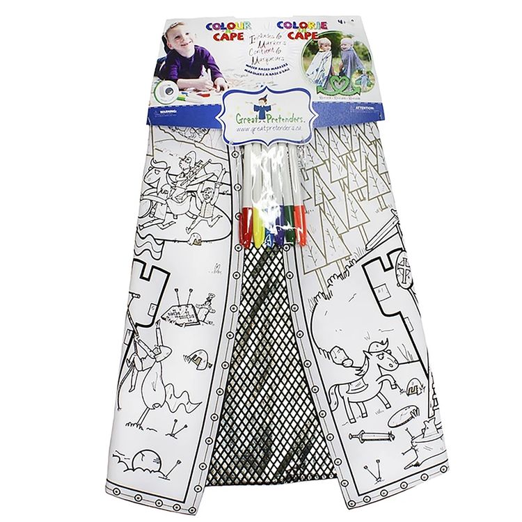 Ausmal Umhang Ritterburg für Kinder Mittelalter inkl. Stiften 4-7 Jahre Geburtstag Rollenspiel Fasching 