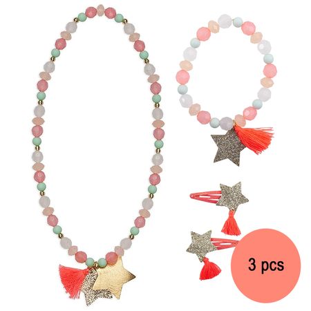 Kinderschmuck Set Sterne Halskette Armband Haarspangen Sternchen Mädchen