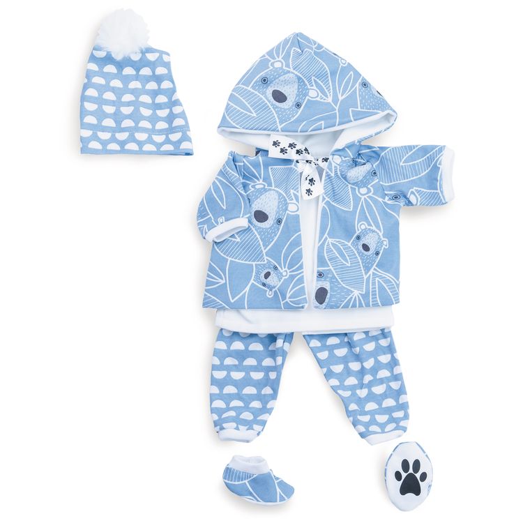 Puppenbekleidung 45 cm blau Eisbär 5-tlg. Set Puppen-Zubehör Puppenbekleidung 45 cm blau Eisbär 5-tlg. Set Puppen-Zubehör Spielzeug SALE Geschenkidee Kleidung Puppe