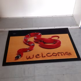 Witzige Fußmatte Schlange rote Königsnatter 3D-Motiv bunt 68x40x04 cm Haushalt & Wohnen Geschenkidee Witzige Fußmatte Schlange rote Königsnatter 3D-Motiv bunt 68x40x04 cm Haushalt & Wohnen Geschenkidee