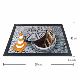 Witzige Fußmatte Gullideckel Kanaldeckel 3D-Motiv bunt 68x40x04 cm Haushalt & Wohnen Geschenkidee Witzige Fußmatte Gullideckel Kanaldeckel 3D-Motiv bunt 68x40x04 cm Haushalt & Wohnen Geschenkidee