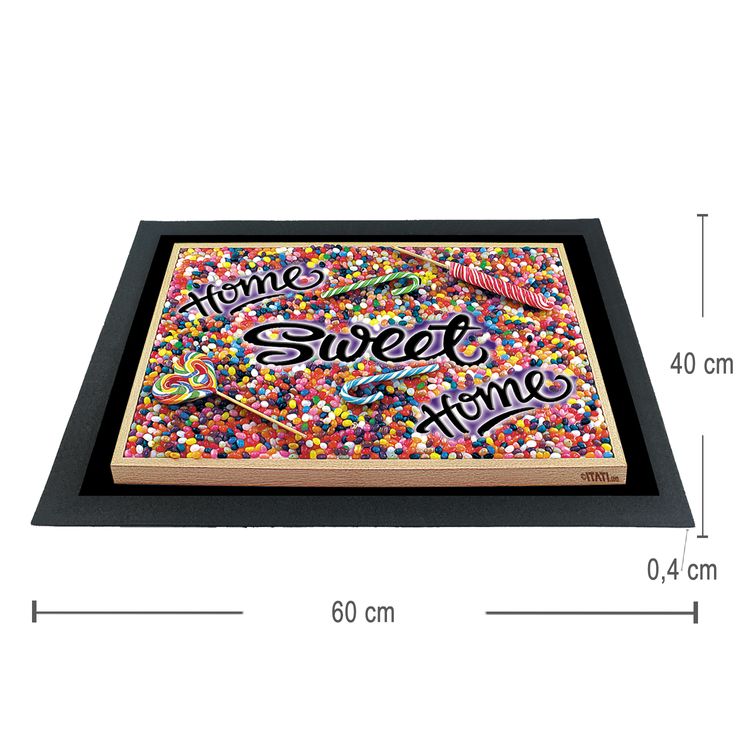 Witzige Fußmatte Candy Home Sweet Home 3D-Motiv bunt 60x40x04 cm Haushalt & Wohnen Geschenkidee