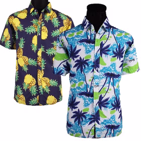 Sommer Herren Hawaiihemd mit Ananas-Motiv Gr. M-XXXL schwarz lässiges Urlaubs-Outfit
