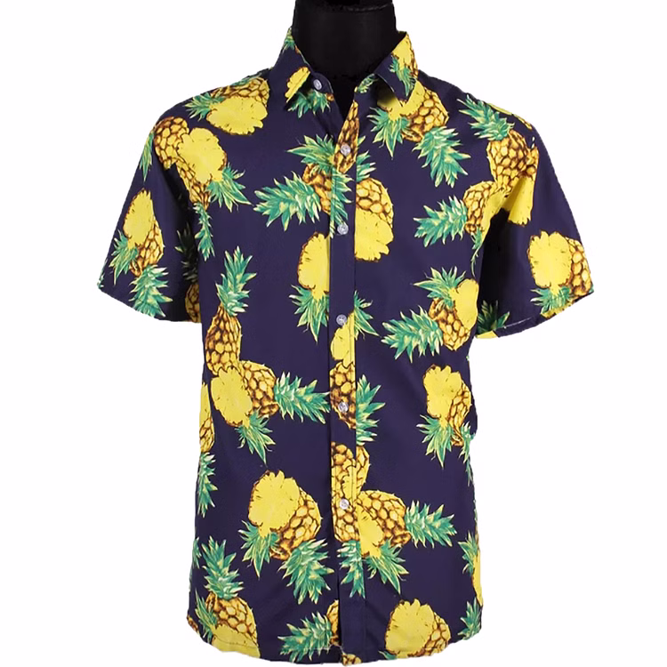 Sommer Herren Hawaiihemd mit Ananas-Motiv Gr. M-XXXL schwarz lässiges Urlaubs-Outfit Sommer Herren Hawaiihemd mit Ananas-Motiv Gr. M-XXXL schwarz lässiges Urlaubs-Outfit