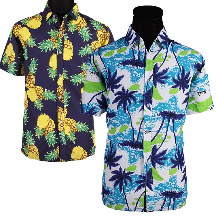 Sommer Herren Hawaiihemd mit Ananas-Motiv lässiges Urlaubs-Outfit Sommer Herren Hawaiihemd mit Ananas-Motiv Gr. M-XXXL schwarz lässiges Urlaubs-Outfit