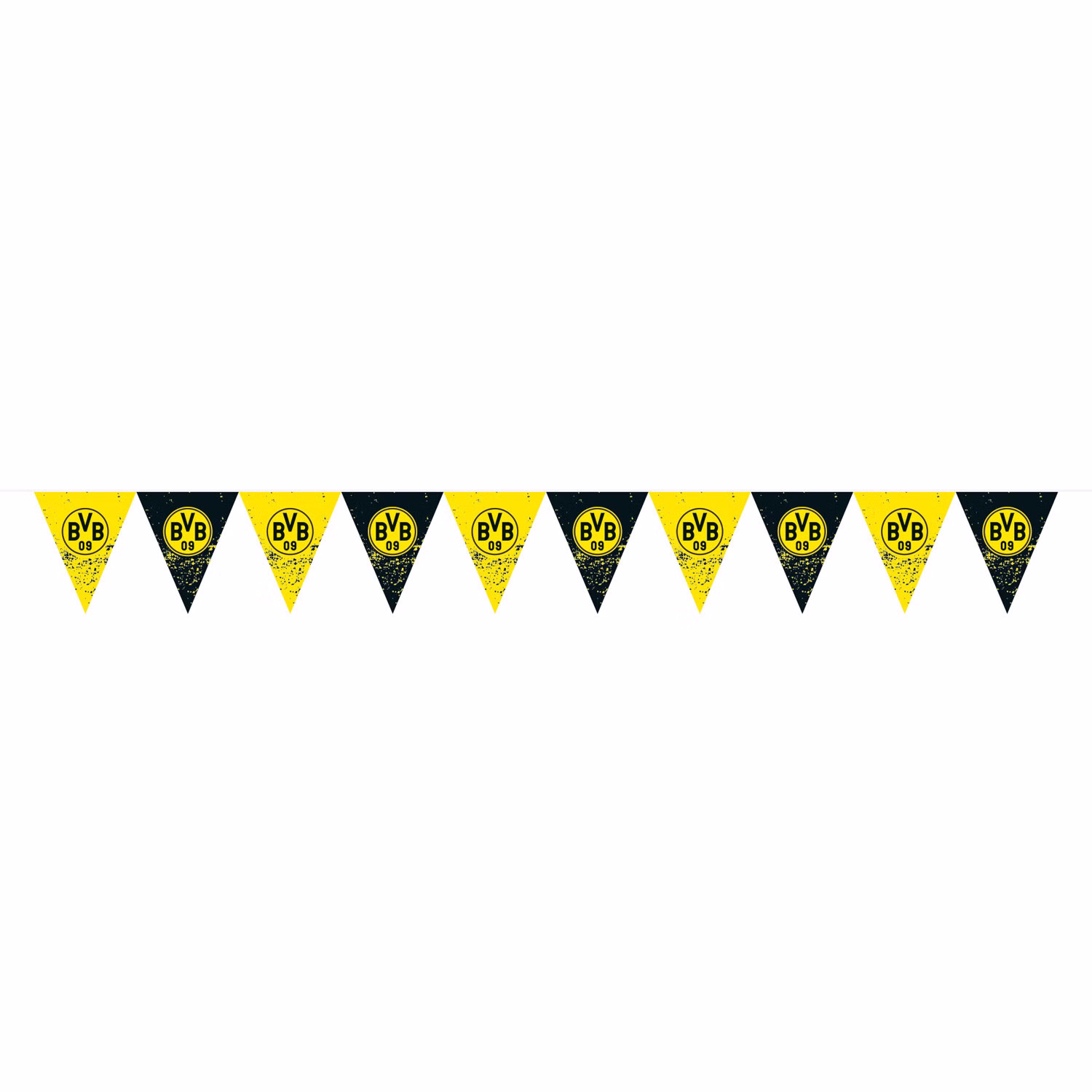 BVB Borussia Dortmund Party-Set schwarz-gelb 38-tlg Party-Set Bundesliga Fußball Deko Party-Deko Tisch-Deko BVB 09 Wimpelkette in Gelb-Schwarz mit Vereinslogo, dekorative Girlande für Fußballparty und Fan-Deko