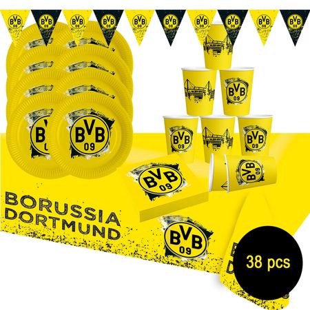 BVB Borussia Dortmund Party-Set schwarz-gelb, 38-tlg.