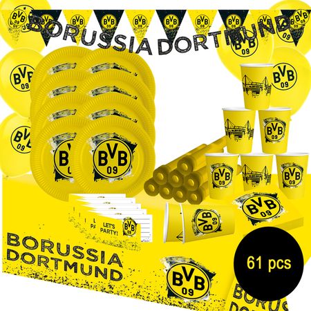 XXL BVB Borussia Dortmund Party-Set schwarz-gelb, 61-tlg.