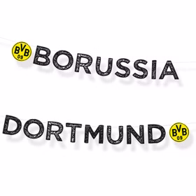 BVB 09 Banner in Gelb-Schwarz mit Vereinslogo, dekorativer Banner für Fußballparty und Fan-Deko.