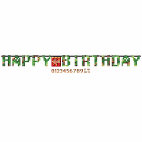 Happ Birthday Geburtstagskette TNT Game On Miner Gamer 320 cm lang Party-Deko mit personalisierbarer Geburtstagszahl Tisch-Deko SALE