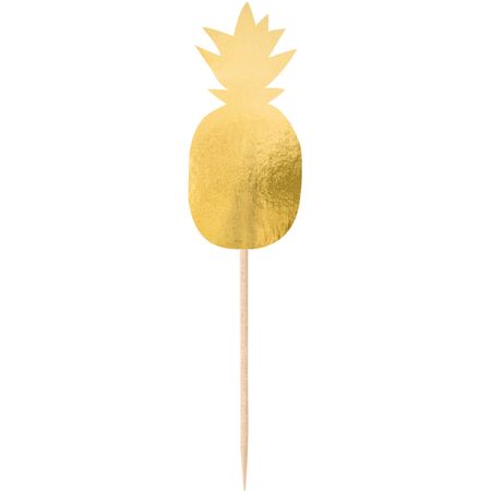Deko-Spieße mit goldenem Ananas-Motiv 20 Stück Party-Deko
