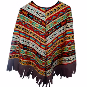 Indianer Kostüm für Kinder Gr. 104-116 Poncho gemustert Ureinwohner Nordamerika Fasching Karneval Mottoparty Kinderfasching