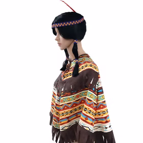 Indianer Kostüm für Kinder Gr. 104-116 Poncho gemustert Ureinwohner Nordamerika Fasching Karneval Mottoparty Kinderfasching