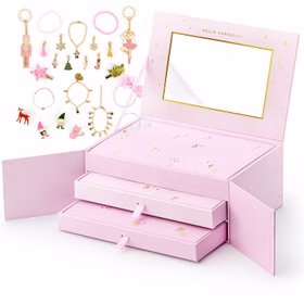 Adventskalender Mädchen Schmuck mit Schmuckkasten rosa Etui  24 Adventskalender-Fenster Geschenkidee Mädchen hochwertig Advent Weihnachten Geburtstag
