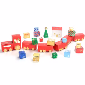DIY Adventskalender Weihnachtszug zum Befüllen 24 Boxen aus Papier SALE 27-tlg. Bastel-Set 24 Schachteln, 50 cm Schnur, Brief an den Weihnachtsmann und Anleitung Geschenkidee Advent Adventszeit Bunter DIY Adventskalender in Form eines Weihnachtszuges mit 24 nummerierten Geschenkboxen zum individuellen Befüllen.
