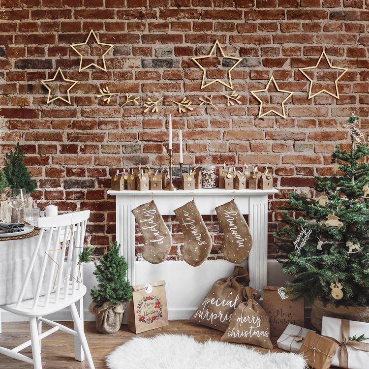 DIY Adventskalender Häuser Dorf aus Kraftpappe zum Befüllen Geschenkidee Adventskalender zum Basteln für Erwachsene Kinder Weihnachten Dezember