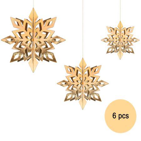 Tischdeko Anhänger Papiersterne Schneeflocke Weihnachten, 6 Stück