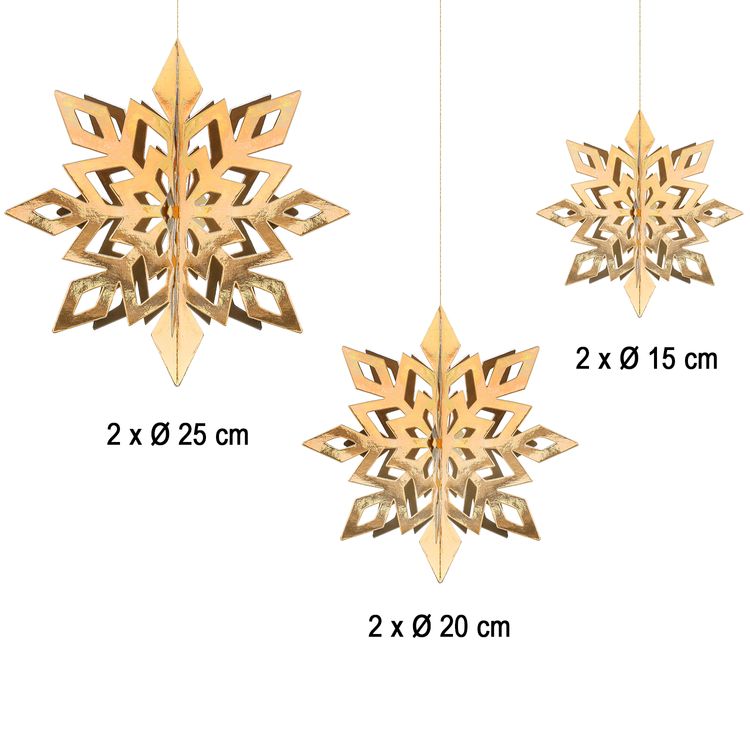 Tischdeko Aufhänger Papiersterne Schneeflocke Weihnachten Geburtstag Silvester 6 Stück Deko-Aufhänger Winter